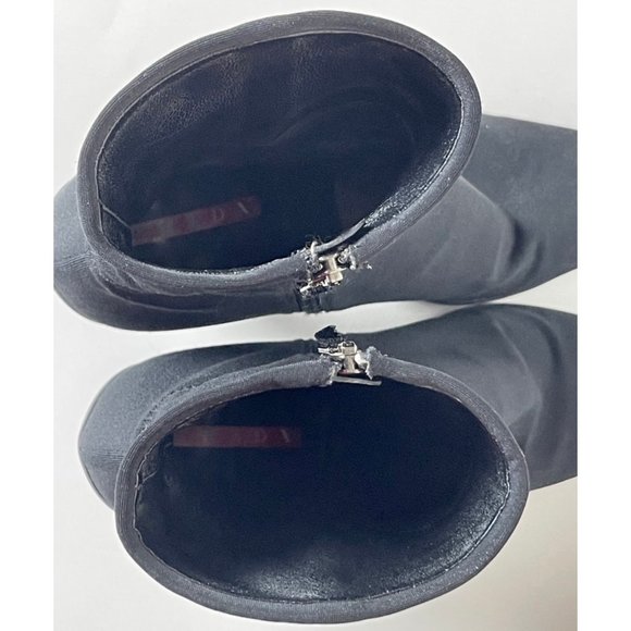 Prada | Sport Black Nylon Kitten Heel Boots - Picture 8 of 11